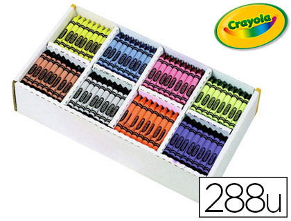 Fourniture de bureau : Crayon cire crayola diamètre 8mm lavable 8 coloris assortis coffret scolaire 288 unités