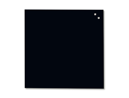 Fourniture de bureau : Tableau verre naga magnétique 45x45cm inclus 2 aimants 1 marqueur effaçable kit fixation mur coloris noir