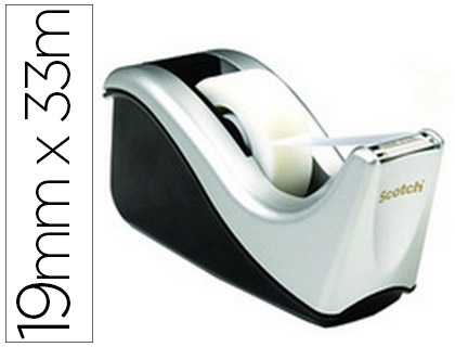 Fournitures de bureau : Dévidoir scotch office c60 système mandrin amovible recharge facilement ruban adhésif 19mmx33m noir/argent