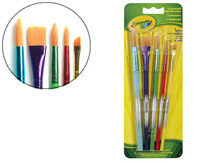 Fournitures de bureau : Pinceau crayola poils solides durables formes assorties gamme classique blister de 5