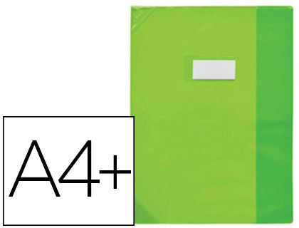 Fourniture de bureau : Protège-cahier elba strong line pvc cristal 15/100e rabats porte-étiquette et étiquette 240x320mm coloris vert