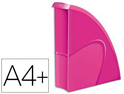 Fourniture de bureau : Porte-revues cep happy polystyrène antichoc format 240x320mm front bas 257x75x260mm coloris rose indien