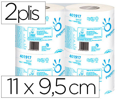 Fourniture de bureau : Papier toilette ecolabel 2 plis pure ouate emballage individuel blanc feuille 11x9,5cm paquet 4 rouleaux 200f