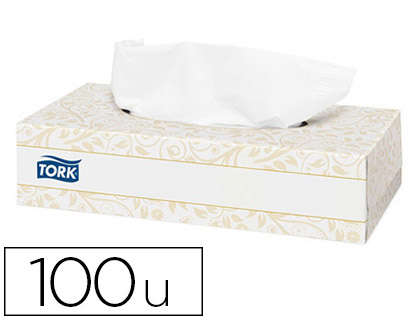 Fourniture de bureau : Mouchoir tork 2 plis boîte distributrice rectangulaire blanc premium boîte de 100