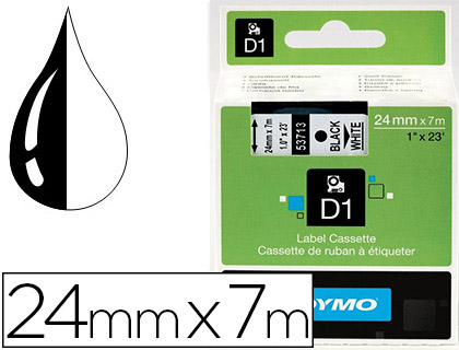 Fourniture de bureau : Ruban titreuse dymo d1 24mmx7m coloris impression noir/blanc