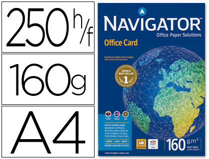 Papeterie Scolaire : Papier navigator multifonction office card a4 160g/m2 blancheur 169 cie ramette de 250 feuilles
