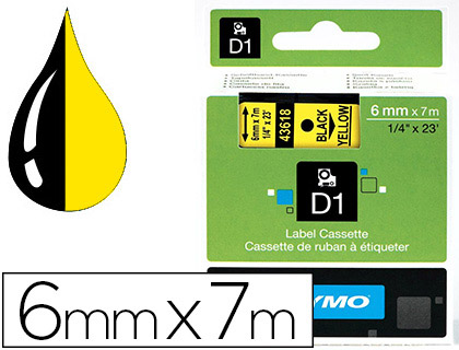 Fournitures de bureau : Ruban titreuse dymo 1000/5500 6mmx7m coloris impression noir/jaune