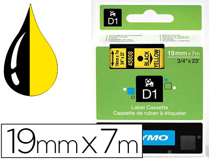 Fournitures de bureau : Ruban titreuse dymo d1 19mmx7m coloris impression noir/jaune