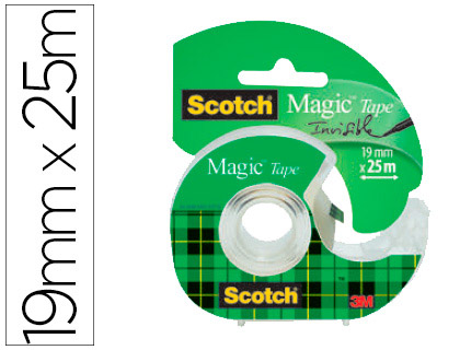 Fourniture de bureau : Dévidoir scotch magic transparent rechargeable + 1 ruban adhésif 19mmx25m