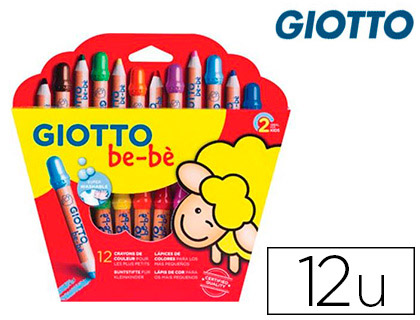 Fourniture de bureau : Crayon couleur giotto be-bè maxi testé dermatologiquement étui 12 unités + 1 taille-crayon