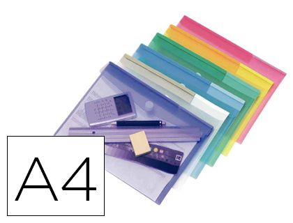 Pochette enveloppe tarifold a4 polypropylène transparent coloris assortis