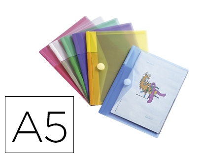 Pochette enveloppe tarifold a5 polypropylène transparent coloris assortis