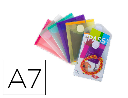 Pochette enveloppe tarifold a7 portrait polypropylène transparent coloris assortis
