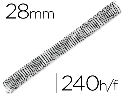 Fourniture de bureau : Anneau spirale q-connect métallique relieur pas 4:1 240f calibre 12mm diamètre 28mm coloris noir boîte 50 