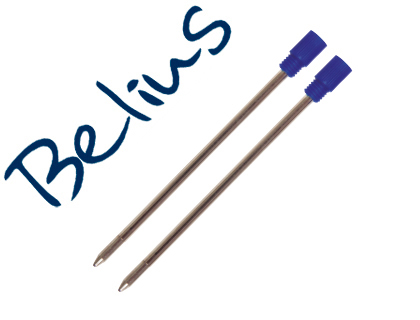 Fourniture de bureau : Recharge bille belius pointe moyenne encre couleur bleu pour stylo tirana boîte de 2