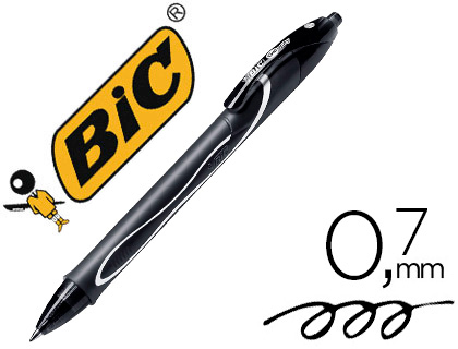 Bic Gelocity QuickDry - Roller Rétractable - Pointe Moyenne 0,7 mm - Noir