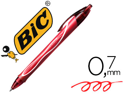 Bic Gelocity QuickDry - Roller Rétractable - Pointe Moyenne 0,7 mm - Rouge