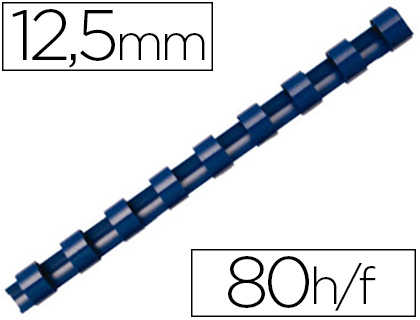 Fournitures de bureau : Anneau plastique à relier fellowes dos rond capacité 80f 12,5mm diamètre 300mm longueur coloris bleu boîte de 100