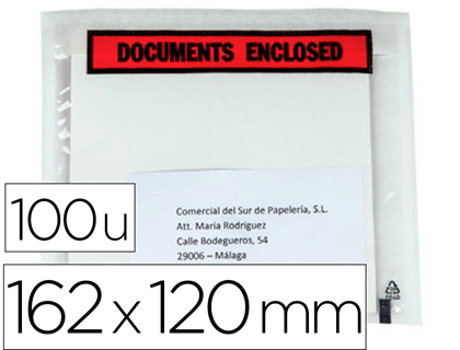Fourniture de bureau : Pochette adhésive pac list porte-documents papier recyclable neutre format c6 162x120mm boîte de 100 