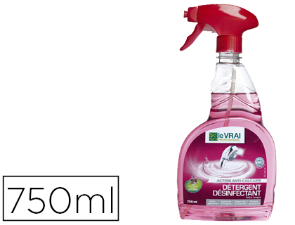 Fourniture de bureau : Détergent désinfectant le vrai professionnel action anti-calcaire odeur florale spray 750ml