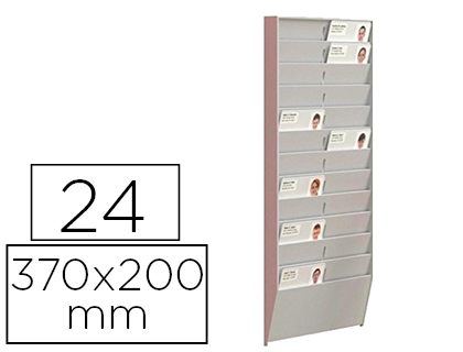 Fourniture de bureau : Porte-badge paperflow mural 24 cases 375x199x25mm coloris gris