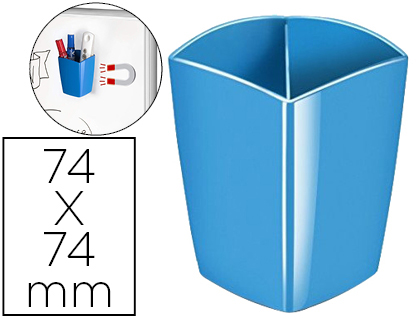 Papeterie Scolaire : Pot à crayons magnétique cep gloss tonic 2 compartiments polystyrène antichoc bonne stabilité rectangulaire bleu océan