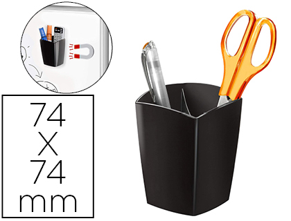 Papeterie Scolaire : Pot à crayons magnétique cep gloss tonic 2 compartiments polystyrène antichoc bonne stabilité rectangulaire noir