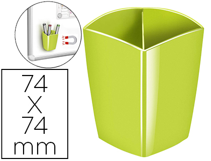 Papeterie Scolaire : Pot à crayons magnétique cep gloss tonic 2 compartiments polystyrène antichoc bonne stabilité rectangulaire vert anis