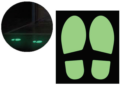 Papeterie Scolaire : Jeu de 2 empreintes de pas photoluminescents cep pour pose au sol 300x115mm