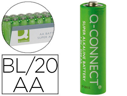 Papeterie Scolaire : Pile q-connect alcaline aa lr6 capacité 15v pack de 20 