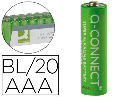 Papeterie Scolaire : Pile q-connect alcaline aaa lr03 capacité 15v pack de 20 