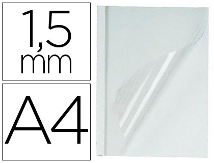 Fourniture de bureau : Couverture fellowes thermorelieur pré-encollée dessus pvc dessous carton blanc 1/8f épaisseur 15mm a4 boîte de 100