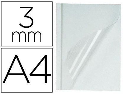 Fourniture de bureau : Couverture fellowes thermorelieur pré-encollée dessus pvc dessous carton blanc 9/32f épaisseur 3mm a4 boîte de 100