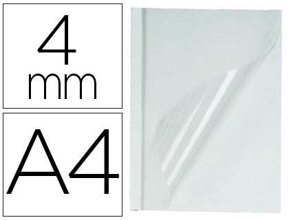 Fourniture de bureau : Couverture fellowes thermorelieur pré-encollée dessus pvc dessous carton blanc 33/43f épaisseur 4mm a4 boîte de 100