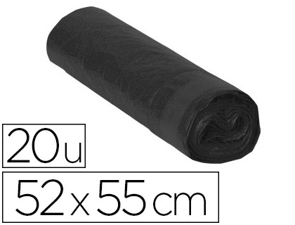 Papeterie Scolaire : Sac poubelle domestique 52x55cm calibre 70 capacité 20l coloris noir rouleau de 20