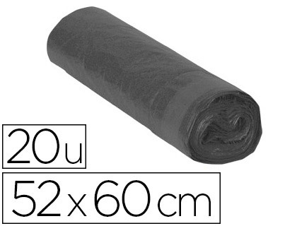 Papeterie Scolaire : Sac poubelle domestique 52x60cm calibre 80 capacité 20l coloris noir rouleau de 20