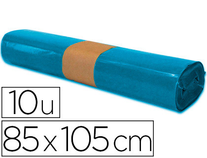 Papeterie Scolaire : Sac poubelle industriel 85x105cm calibre 110 capacité 100l coloris bleu rouleau de 10 
