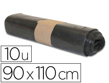 Papeterie Scolaire : Sac poubelle domestique 90x110cm calibre 200 capacité 100l coloris noir rouleau de 10