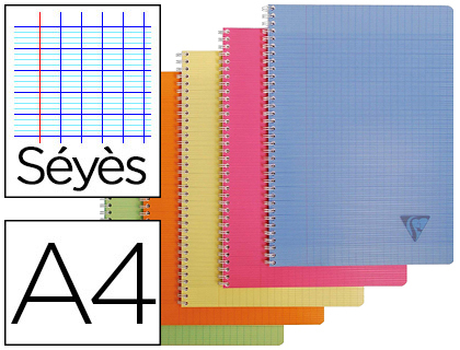 Fournitures de bureau : Cahier clairefontaine linicolor reliure intégrale assortiment fresh a4 21x29,7cm 100 pages 90g séyès