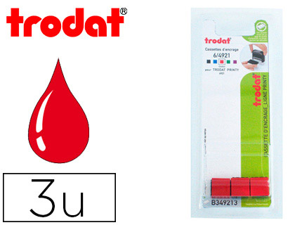 Papeterie Scolaire : Recharge tampon trodat 4921 rouge blister 3 