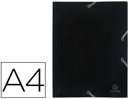Chemise exacompta polypropylène 4/10e opaque 3 rabats élastiques a4+ 240x320mm coloris noir
