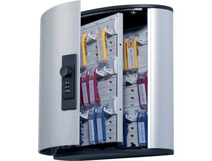 Papeterie Scolaire : Armoire à clés durable keybox code aluminium capacité 36 porte-clés 310x305x125mm