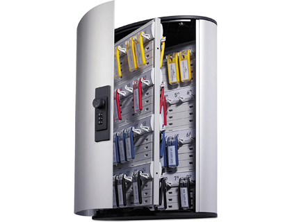Papeterie Scolaire : Armoire à clés durable keybox code aluminium capacité 72 porte-clés 425x314x125mm