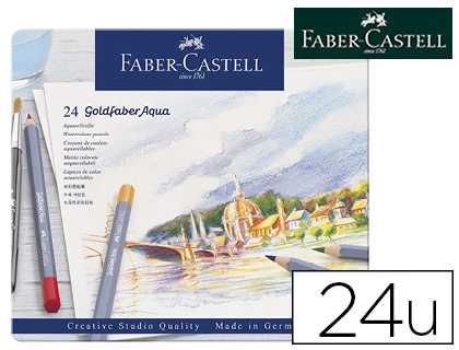 Papeterie Scolaire : Crayon couleur faber castell goldfaber aquarellable boîte 24 