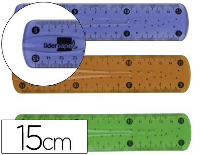 Fournitures de bureau : Règle liderpapel 15cm gamme scolaire incassable plastique flexible transparent coloris assortis