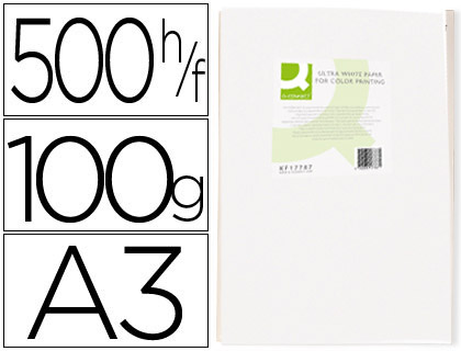 Papeterie Scolaire : Papier Q-connect multifonction ultrawhite A3 100g/m2 blancheur 170 - Ramette de 500 feuilles