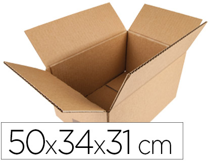 Papeterie Scolaire : Boîte carton q-connect américaine 500x340x310mm pliable 4 rabats cannelure 5mm épaisseur haute résistance empilement