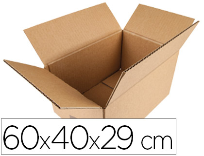 Papeterie Scolaire : Boîte carton q-connect américaine 600x400x290mm pliable 4 rabats cannelure 5mm épaisseur haute résistance empilement