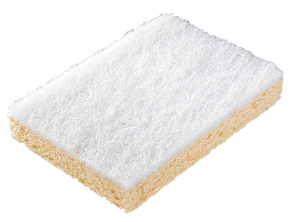 Papeterie Scolaire : Éponge récurante gm double face blanche nettoyage surfaces délicates 13x9cm