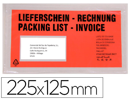 Papeterie Scolaire : Enveloppe q-connect porte-documents 225x125mm auto-adhésive fenêtre droite texte multilingue boîte de 100